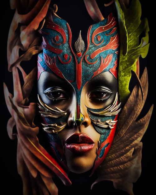 A woman's face with a mask on it