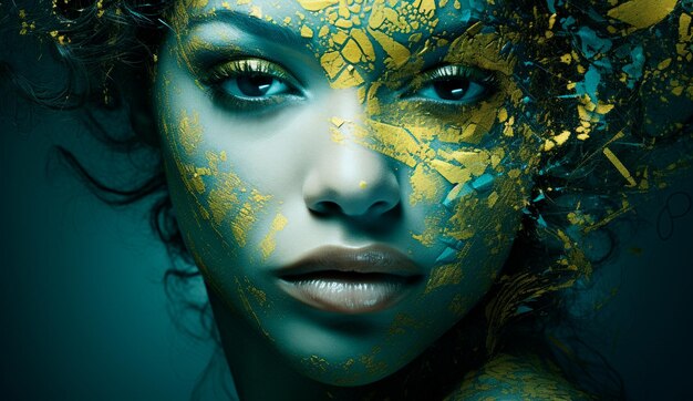 Woman's face with september 7 colors in honor of brazil's independence day