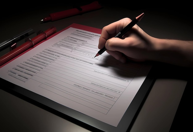 Photo a woman's hand is writing in a list book