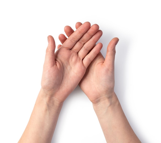 Woman's hand isolated on white