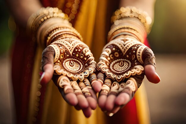 a woman's hand with henna on it