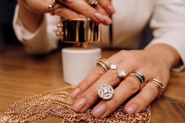 A woman's hand with a ring on her finger