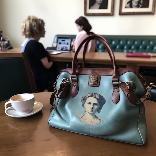 A woman's handbag with the name " the lady " on it.