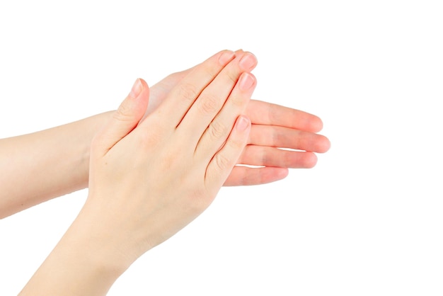 Woman's hands applause pattern isolated on white background