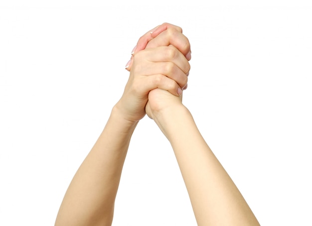 Woman's hands celebrating isolated