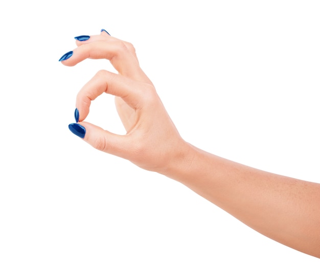 Woman's hands with neat manicure. Isolated on white background.