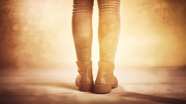 A woman's legs in high heeled boots