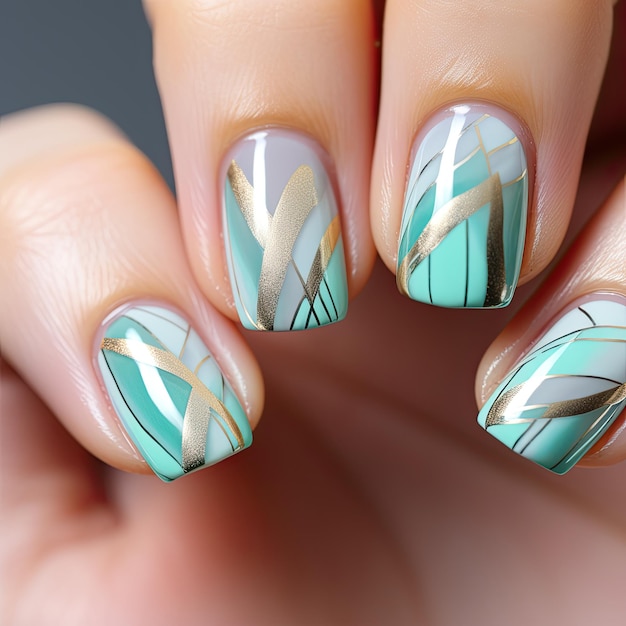 Photo a woman's nails with a design that says 