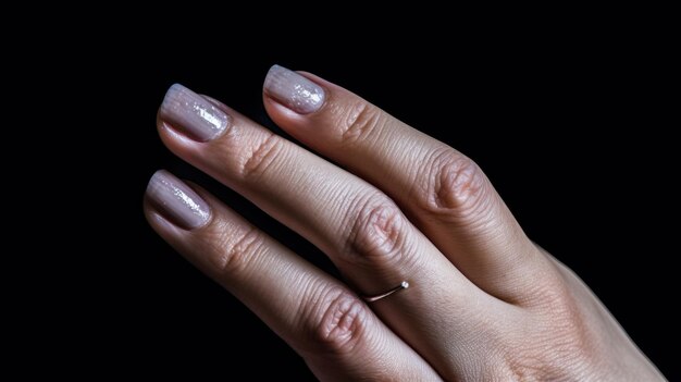 Photo a woman's nails with nails painted with white paint.