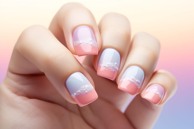 a woman's nails with snowflakes on them