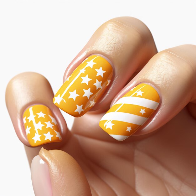 a woman's nails with stars and stripes