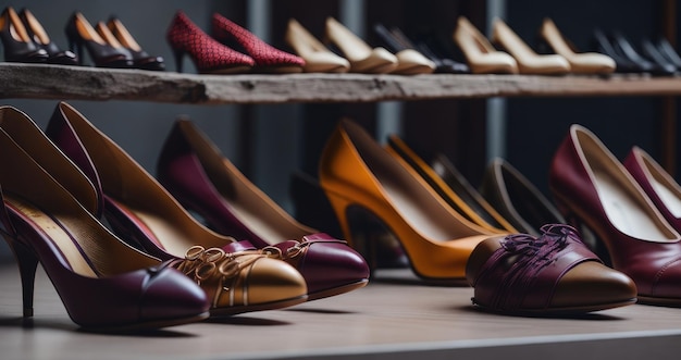 Woman's shoes a shop with bokeh effect