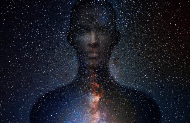 Woman's silhouette with the universe