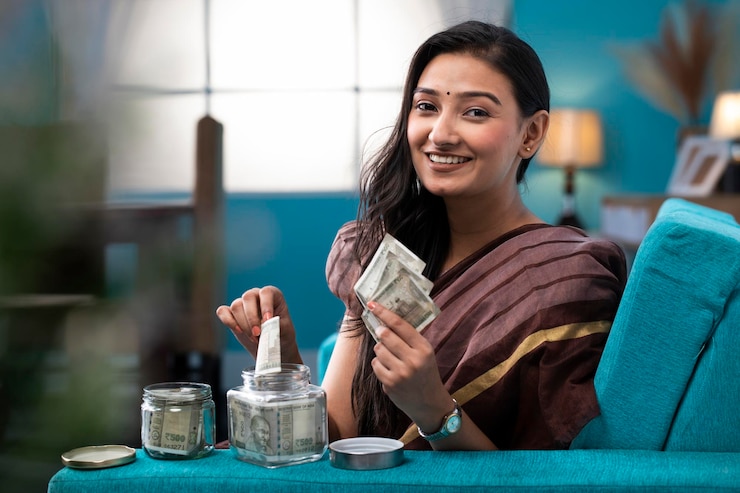 फोटो woman saving money in glass jar