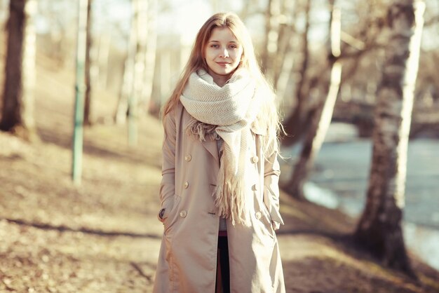 woman scarf coat warm toning