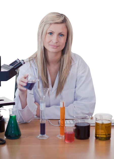 Woman scientist conducting experiment