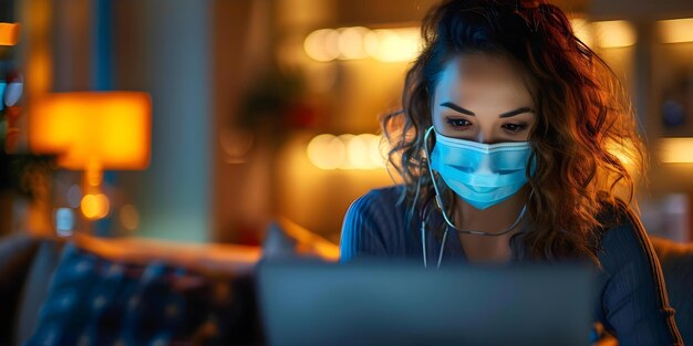 Foto una donna cerca consulenza medica e rassicurazione per i sintomi del virus da un medico online concetto consultazione online consulenza medica sintomi del virus rassicurazione online dottore