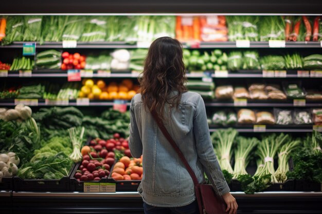 Woman selecting fresh products in a grocery storeGenerative AI