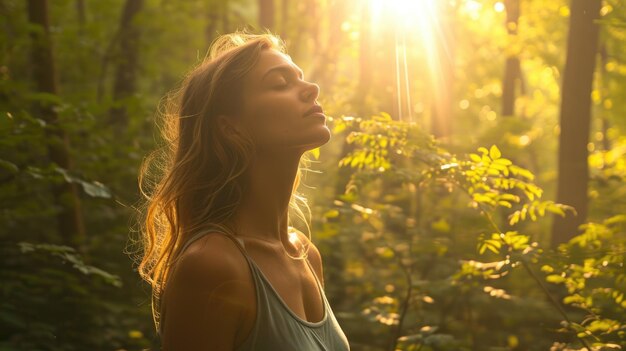 woman self love and green spring nature pragma