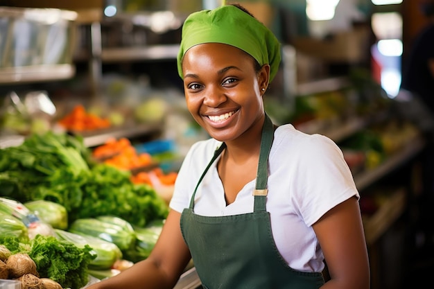 Woman Selling Produce at Market