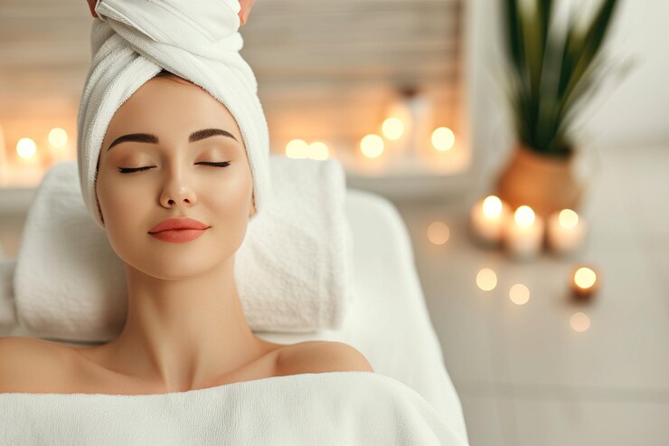 Photo woman in serene spa environment
