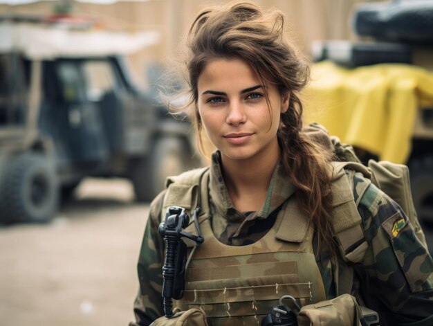 Photo woman serves as a dedicated and fearless soldier