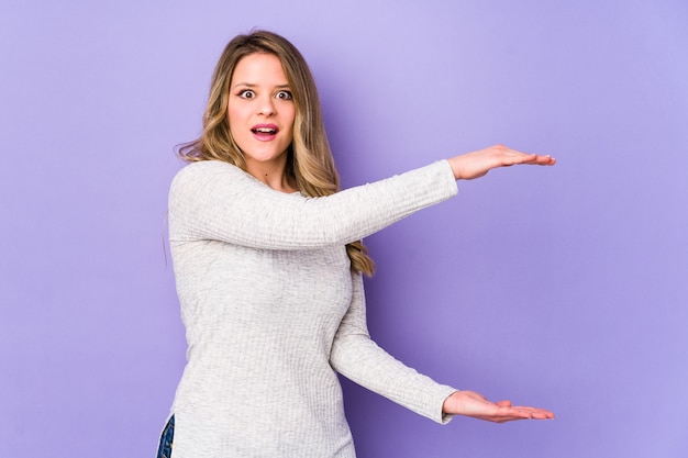 Woman shocked and amazed in studio