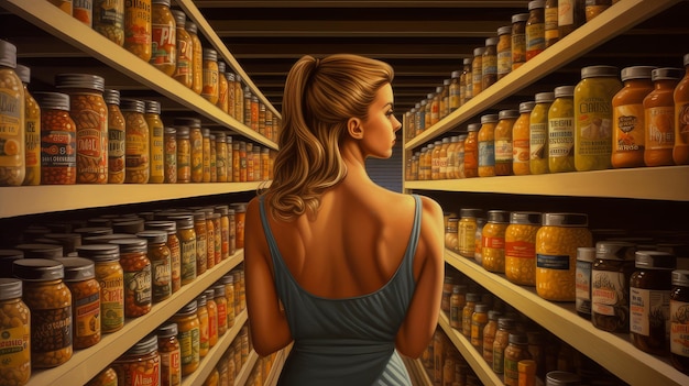 Woman shopping for groceries