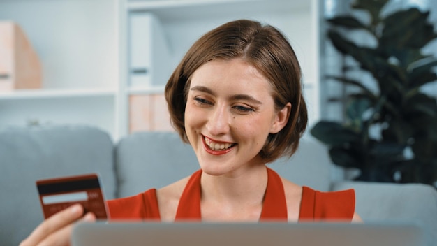Woman shopping or pay bills online on internet prim shopping