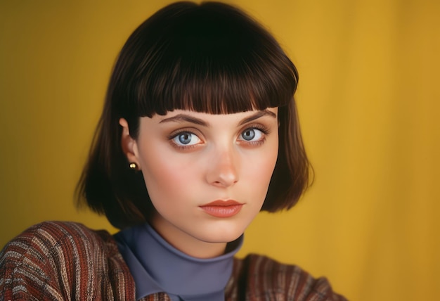 Woman short hair Care portrait Generate Ai