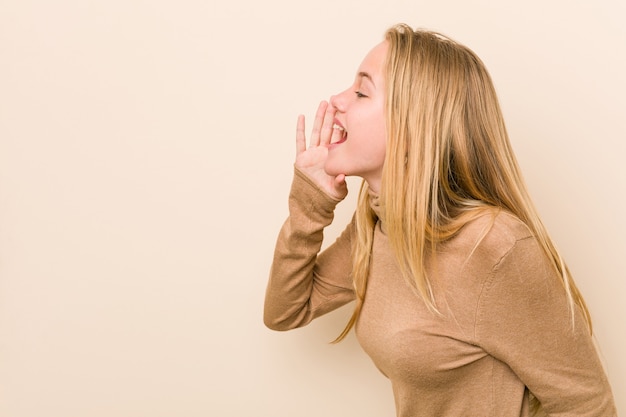 Woman shouting in studio