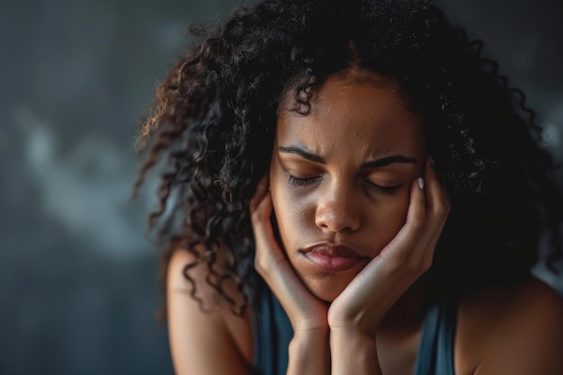 Woman Showing Distress With Hands on Face