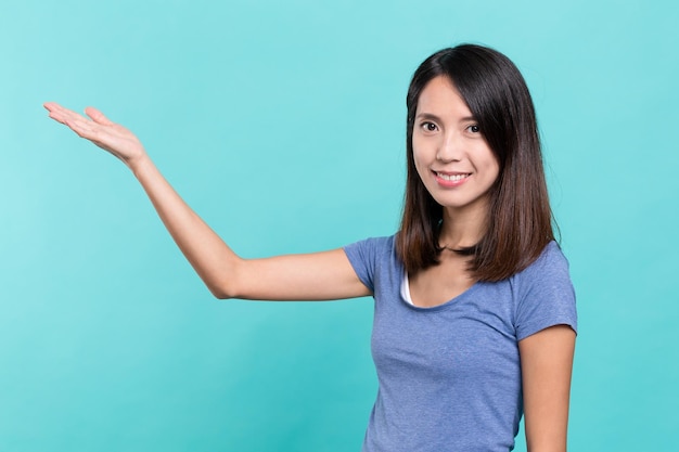 Woman showing open hand palm