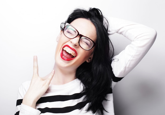 Woman showing victory or peace sign