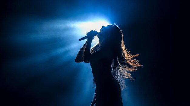 Foto donna che canta in un microfono ritratto di una donna cantante foto