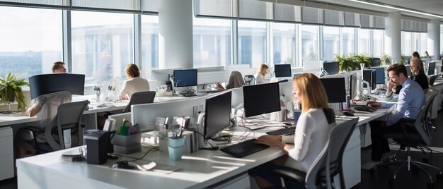 Foto una donna si siede a una scrivania davanti a uno schermo di computer che dice non lavorare