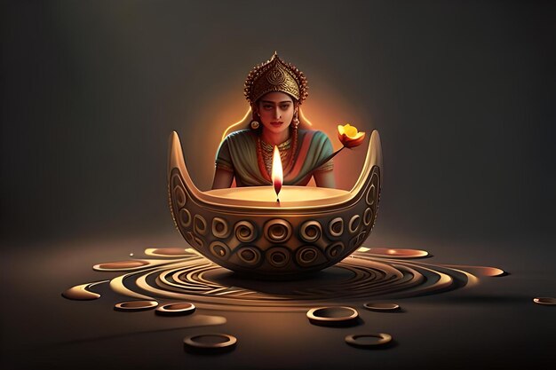 A woman sits in front of a candle that is lit up.