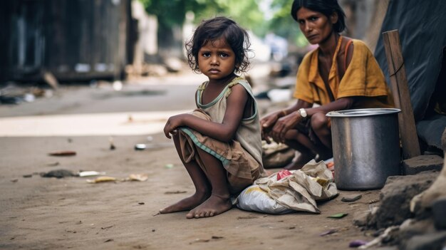 a woman sits on the ground with a baby on her lap.