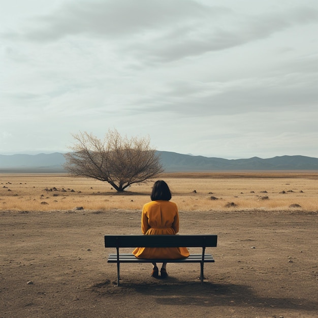 woman sitting alone on a park bench