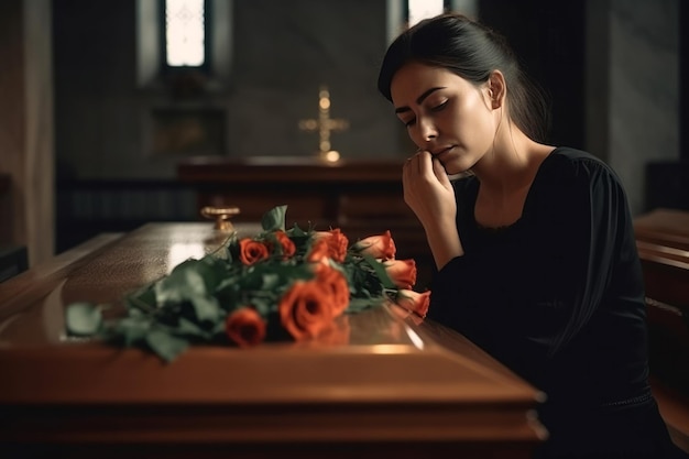 Foto donna seduta a sepoltura generare ai