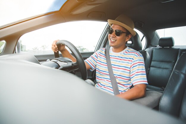 Woman sitting in car