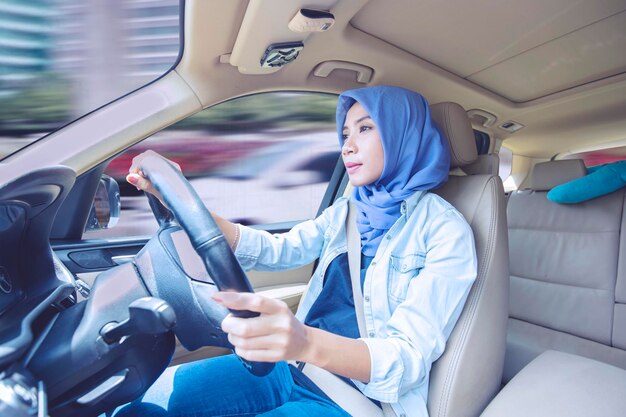 Woman sitting in car