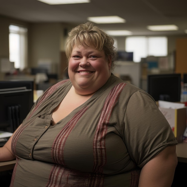 A woman sitting at a desk