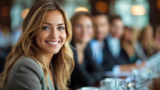 Woman Sitting in Front of Group