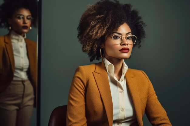 Woman Sitting in Front of Mirror