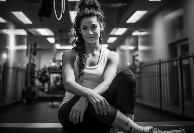 Woman Sitting on Gym Floor