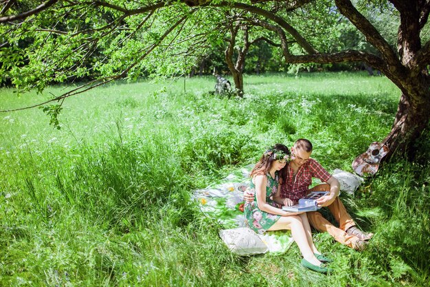 Woman sitting in park