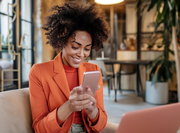 Woman sitting at table looking at