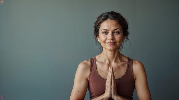 Woman Sitting in Yoga Position With Hands Raised Generative AI