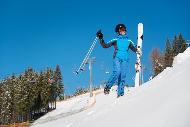 woman skier having fun